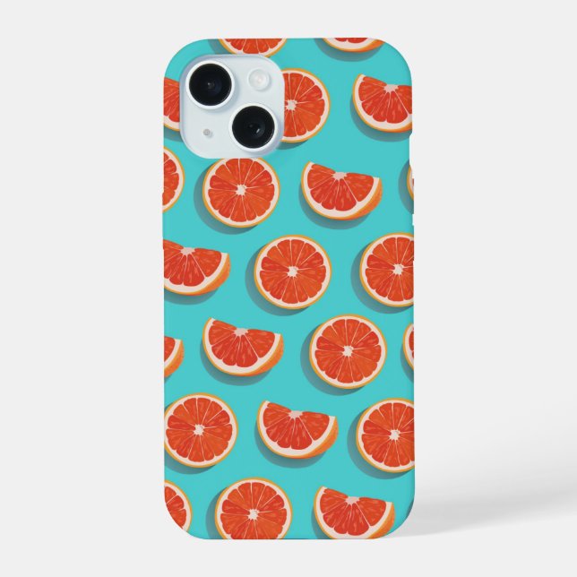 Sweet Juicy Orange Muster iPhone 15 Hülle (Rückseite)