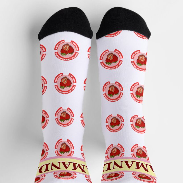 Sweet Juicy Strawberries Summer Fruit  Socken (Oben)