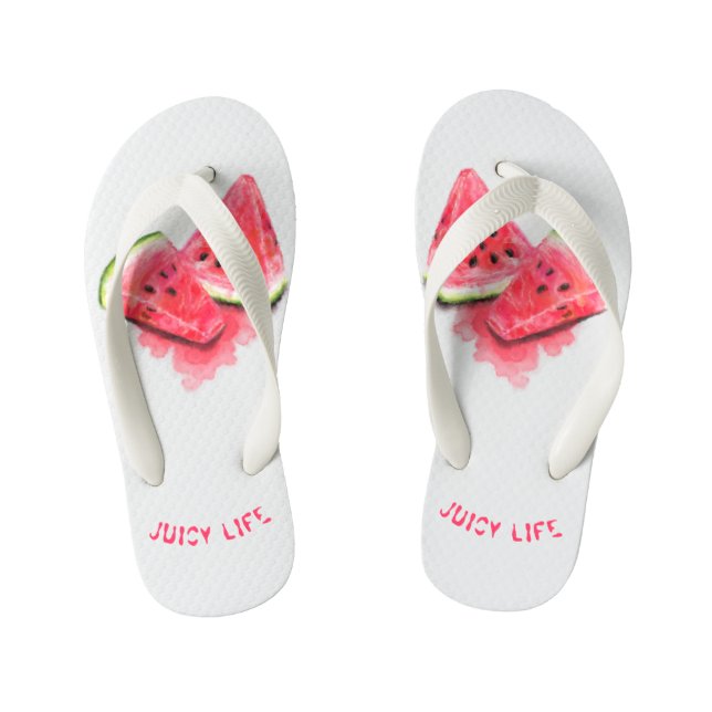Sweet Juicy Watermelon Pieces Kid's Flip Flops (Fußbett)