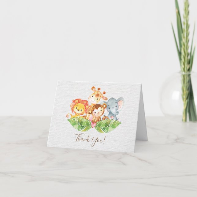 Sweet Jungle Animals Baby Dusche Vielen Dank Dankeskarte (Vorderseite)