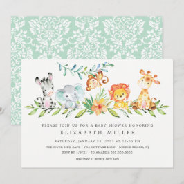 Sweet Jungle Animals Neutral Baby Shower Einladung