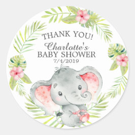 Sweet Jungle Elephant Baby Dusche Vielen Dank für  Runder Aufkleber