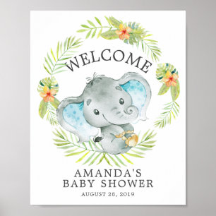 Sweet Jungle Elephant Welcome Baby Shower Poster