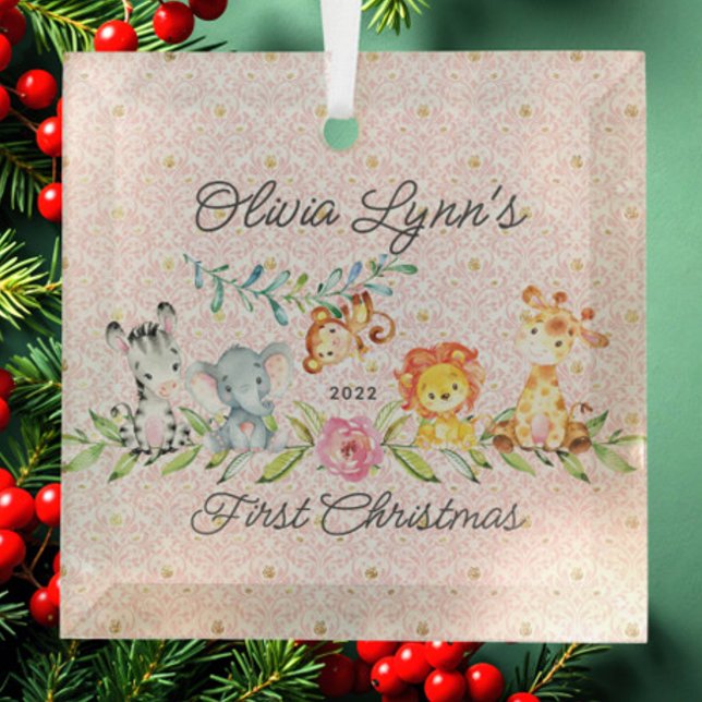 Sweet Jungle Foto Baby's First Christmas Ornament Aus Glas (Von Creator hochgeladen)
