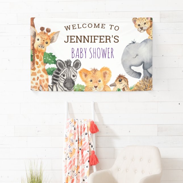 Sweet Jungle Safari Animal Wild One Baby Dusche Banner (Insitu)