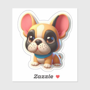 Sweet Kawaii French Bulldog Puppy mit Blue Scarf Aufkleber