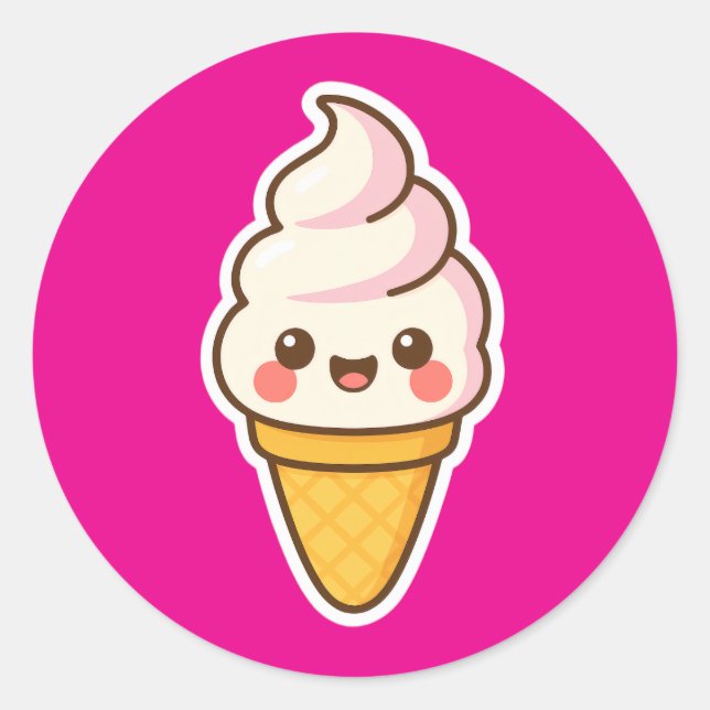 Sweet Kawaii Ice Creme Runder Aufkleber (Vorderseite)