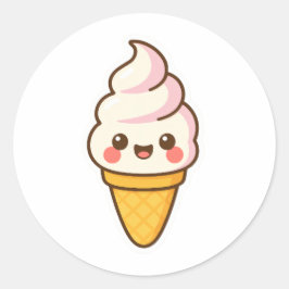 Sweet Kawaii Ice Creme Runder Aufkleber