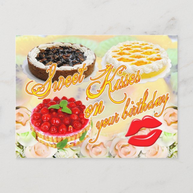 Sweet Kisses auf Ihrem Geburtstag! Postkarte (Vorderseite)