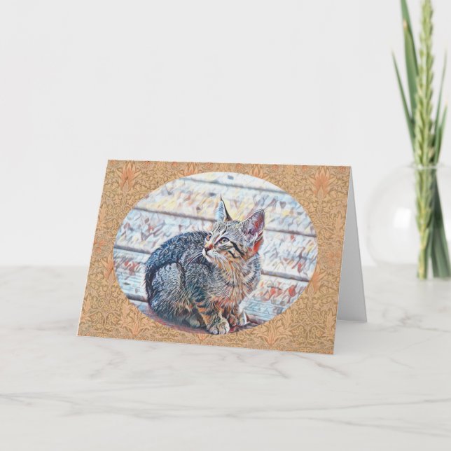 Sweet Kitten Cat Künstlerische Note Card Karte (Vorderseite)