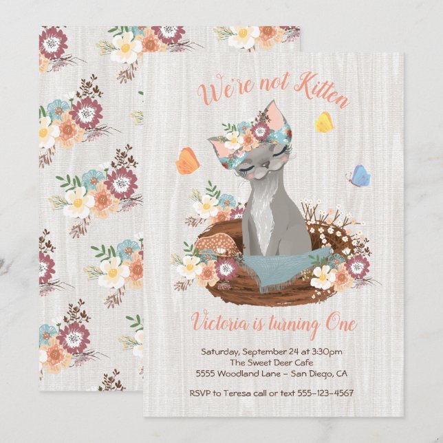 Sweet Kitten Invitations de fête d'anniversaire (Devant / Derrière)