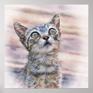 Sweet Kitten sucht nach Wasserfarben Art Poster