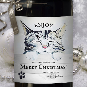 Sweet Kitten Winter Weihnachtsweinlabel Weinetikett