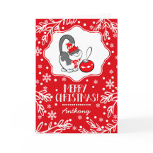 Sweet Kitty | Personnalisé Nom Cartes de Noël pour