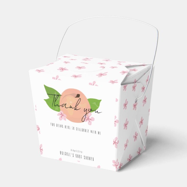 Sweet kleine Peach Baby Dusche "Danke. Geschenkschachtel (Vorderseite)