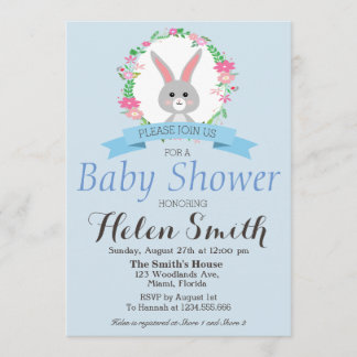Sweet kleines Bunny mit Blumenkranz Babydusche Einladung