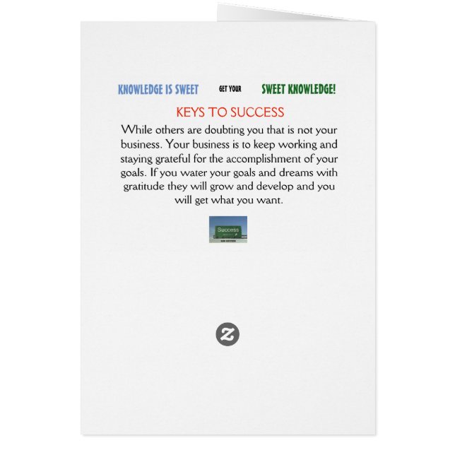SWEET KNOWLEDGE CARD (Hinten)