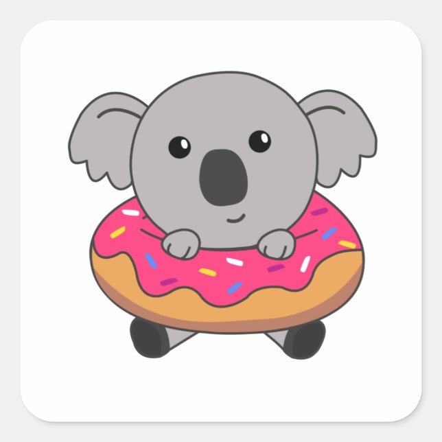 Sweet Koala Koalas Loaf Donut Sprinkles Pink Quadratischer Aufkleber (Vorderseite)