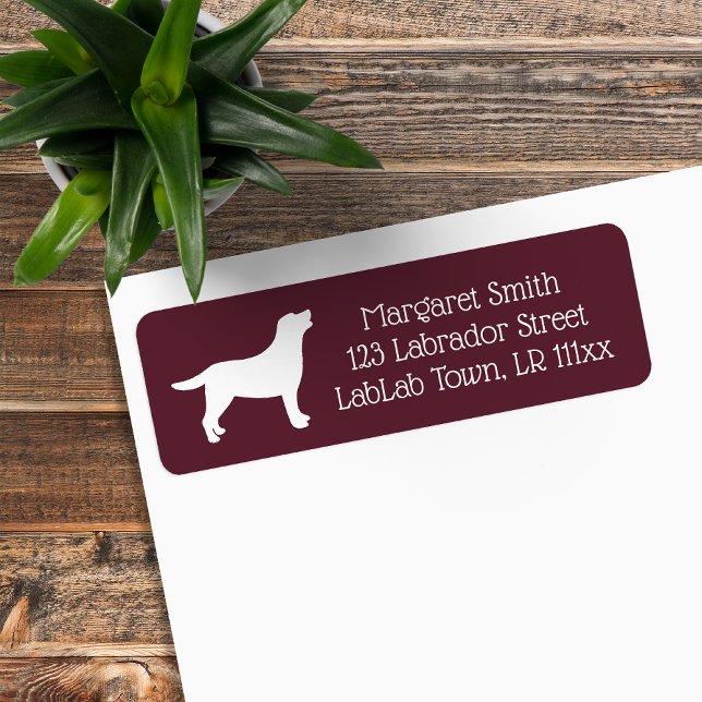 Sweet Labrador Silhouette Lila Rücksendeadresse (Labrador Silhouette Design Return Address Label for Labrador Owners.  Elegant purple background.)