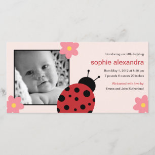 Sweet Ladybug Baby Girl Faire-part de naissance