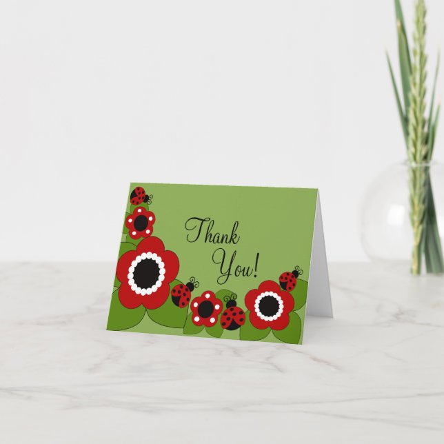 Sweet Ladybug Vielen Dank Hinweis Dankeskarte (Vorderseite)