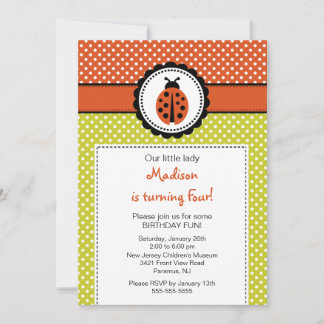 Sweet Ladybugs Birthday Invitation Polka Dots Einladung