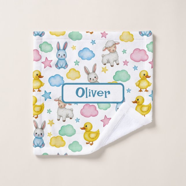 Sweet Lamb, Bunny, and Duckling Pattern (Gant de toilette)