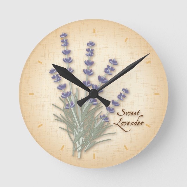 Sweet Lavender Clock Runde Wanduhr (Vorderseite)