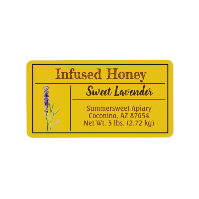 Sweet Lavender Infused Honey Product Adressaufkleber (Vorne)