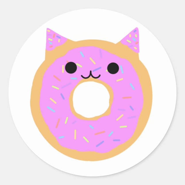 Sweet Leckerei Cat: Cartoon Doughnut Cat Sticker (Vorderseite)