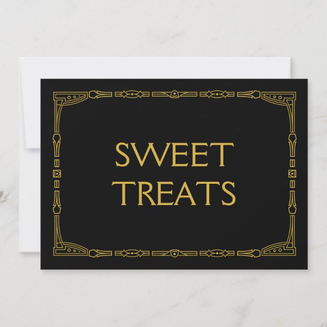 "Sweet Leckereien" Gold Art Deco Stil Hochzeitszei (Vorderseite)