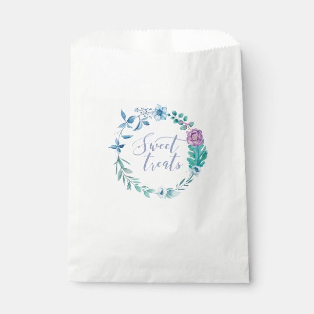 Sweet Leckereien lila Gastgeschenk Hochzeit Tasche Geschenktütchen (Vorderseite)