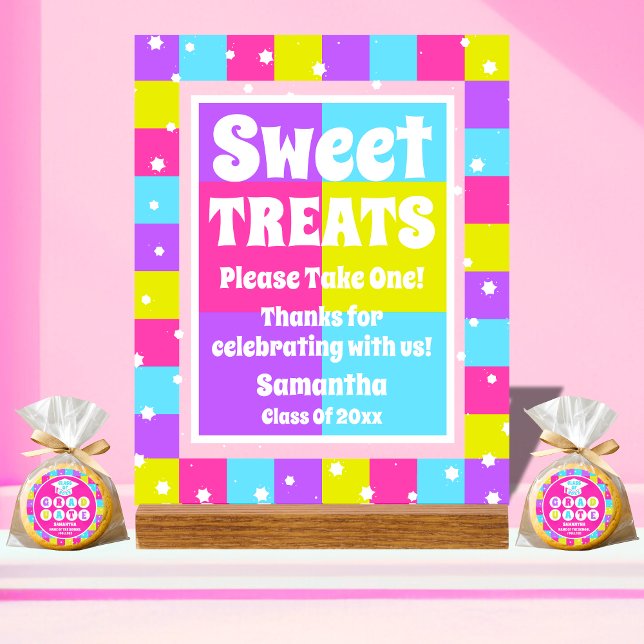 Sweet Leckereien Retro Neon Graduation Party Acrylschild (Von Creator hochgeladen)