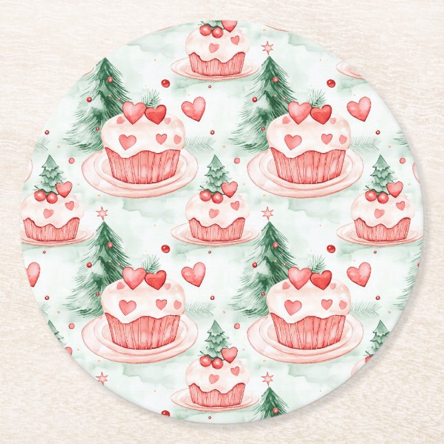 Sweet Leckereien Weihnachtspapier Untersetzer (Vorderseite)