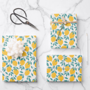 Sweet Lemon Branches Muster Geschenkpapier Set
