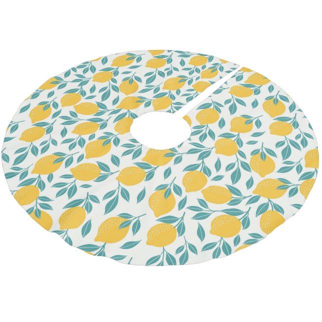 Sweet Lemon Branches Muster Polyester Weihnachtsbaumdecke (Schrägansicht)