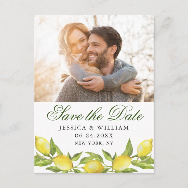 Sweet Lemons Greenerity FOTO Wedding Save the Date Postkarte (Vorderseite)