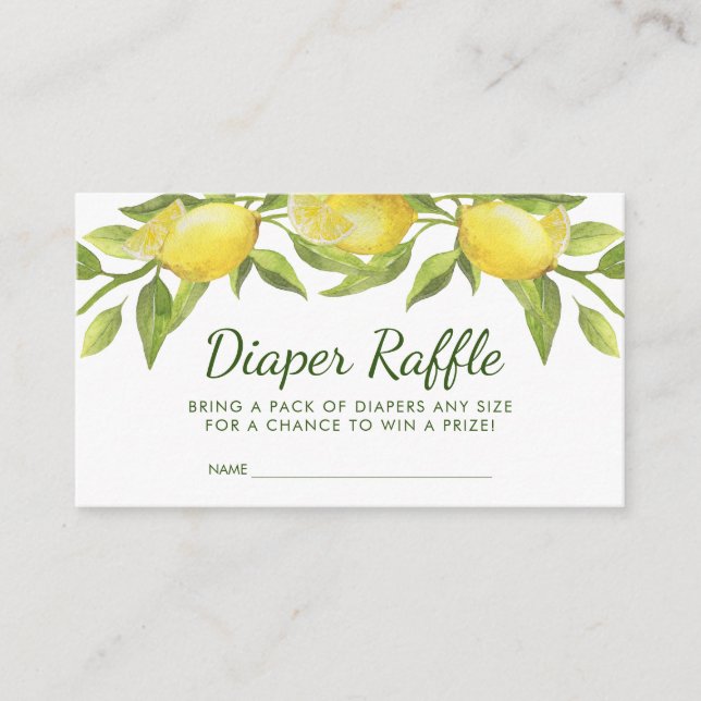 Sweet Lemons & Greenery Baby Shower Windschutzsche Begleitkarte (Vorderseite)