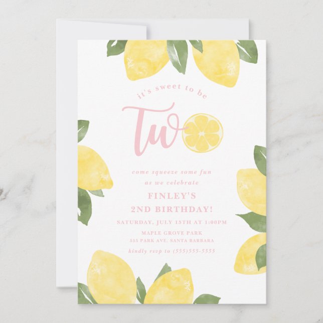 Sweet Lemons Invitation 2e anniversaire (Devant)