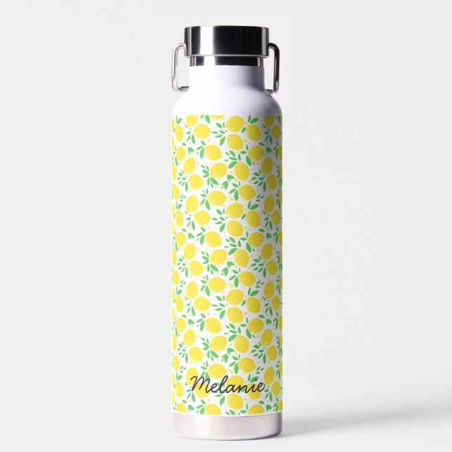 Sweet Lemons Leaf Muster Personalisiert Trinkflasche (Vorne)