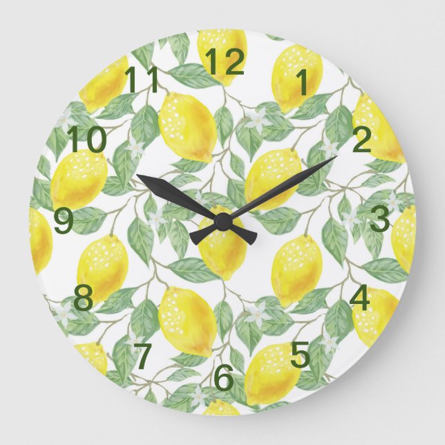 Sweet lemons yellow summer.                        große wanduhr (Vorderseite)