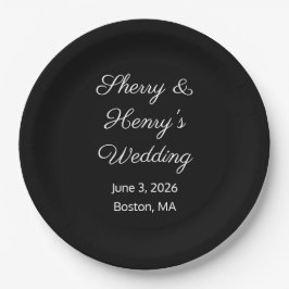 Sweet Letters Black Wedding Pappteller
