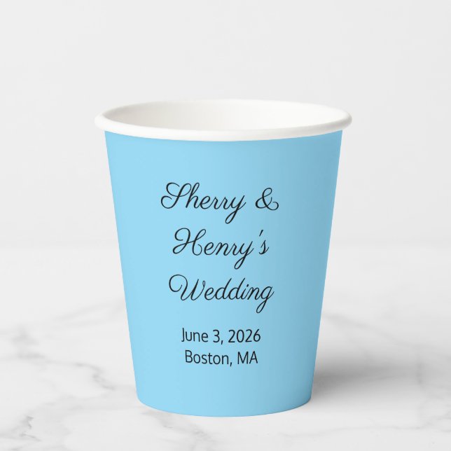 Sweet Letters Blue & Black: Hochzeit Pappbecher (Vorderseite)