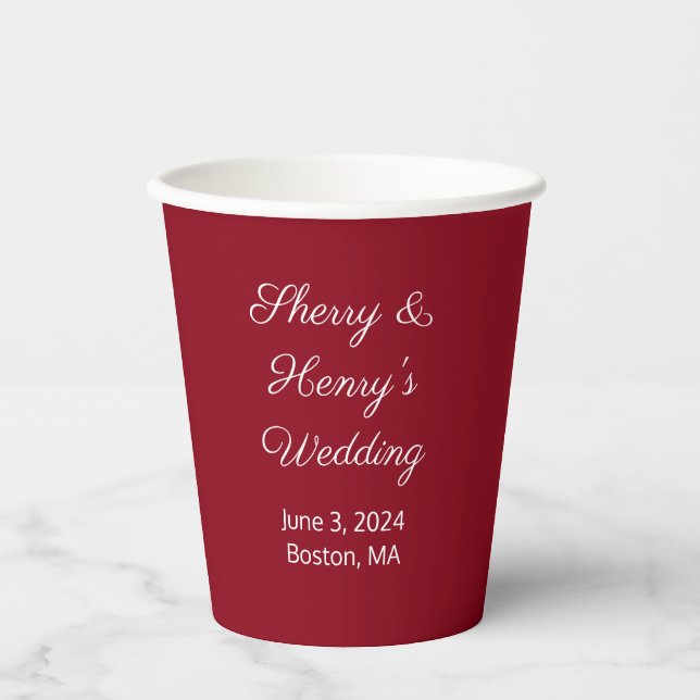 Sweet Letters Maroon Wedding Pappbecher (Vorderseite)