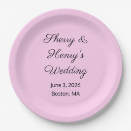 Sweet Letters Pink & Black Wedding Pappteller