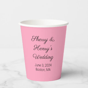Sweet Letters Pink Wedding Pappbecher
