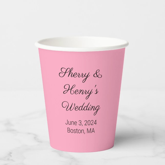 Sweet Letters Pink Wedding Pappbecher (Vorderseite)