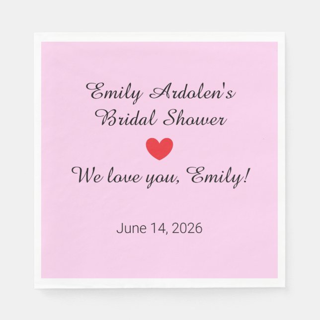 Sweet Letters: Rosa Brautparty Serviette (Vorderseite)