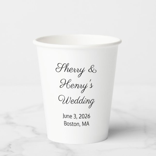 Sweet Letters White & Black: Hochzeit Pappbecher (Vorderseite)