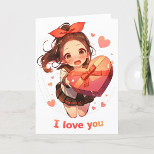 Sweet Liebe Anime Girl Feiertagskarte